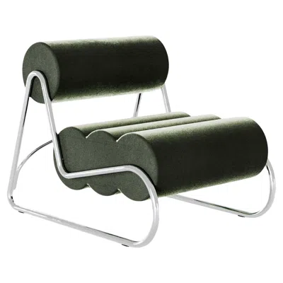 Pre-owned Norr11 Contemporary Fave Chair By , Chrome Frame, Green Velvet