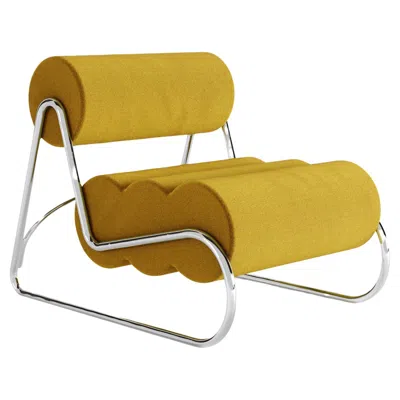 Pre-owned Norr11 Contemporary Fave Chair By , Chrome Frame, Yellow Fabric
