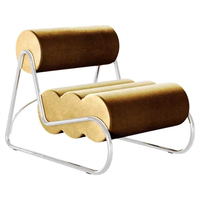 Pre-owned Norr11 Contemporary Fave Chair By , Chrome Frame, Yellow Velvet