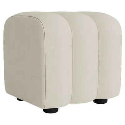 Pre-owned Norr11 Contemporary Pouf 'studio' By , Leather Spectrum Mineral In Sand