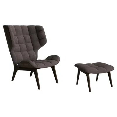 Pre-owned Norr11 Contemporary Set 'mammoth', Chair + Ottoman, Dark Smoked Oak, Barnum Bouclé 11 In Brown