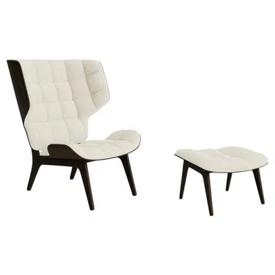 Pre-owned Norr11 Contemporary Set 'mammoth'', Chair + Ottoman, Dark Smoked Oak, Barnum Bouclé In Brown