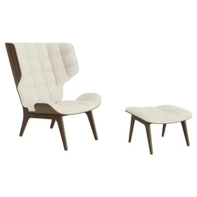 Pre-owned Norr11 Contemporary Set 'mammoth', Chair + Ottoman, Light Smoked Oak, Barnum Bouclé 24 In Brown