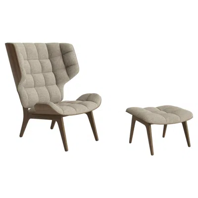 Pre-owned Norr11 Contemporary Set 'mammoth'', Chair + Ottoman, Light Smoked Oak, Barnum Bouclé 3 In Brown
