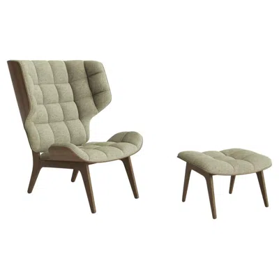 Pre-owned Norr11 Contemporary Set 'mammoth', Chair + Ottoman, Light Smoked Oak, Barnum Bouclé 7 In Brown