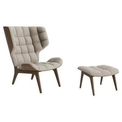 Pre-owned Norr11 Contemporary Set 'mammoth', Chair + Ottoman, Light Smoked Oak, Fame In Brown