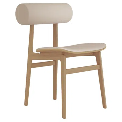 Pre-owned Norr11 Contemporary Totem Chair By , Natural Oak, Leather Back And Seat In Brown