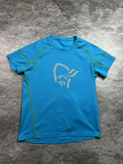 Pre-owned Norrona X Outdoor Life Y2k Norrona Outdoor Gorpcore Japan Style Big Logo Tee In Blue