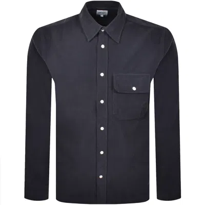 Norse Projects Algot Micro Cord Shirt Grey In Blue