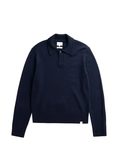 Norse Projects Anholt Lambswool Polo Shirt In Blue