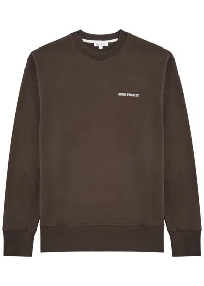Norse Projects Arne Logo-print Cotton Sweatshirt In Brown