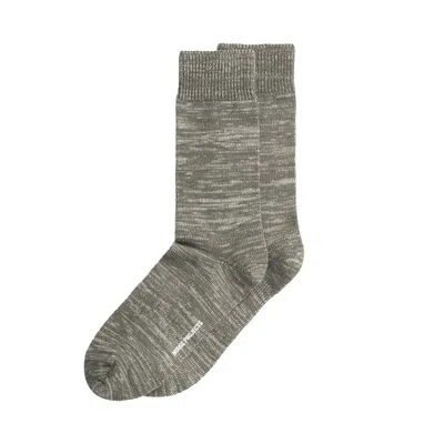 Norse Projects Bjarki Heavy Cotton Twist Sock Olive Night In Gray