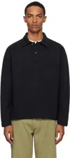 Norse Projects Black Fraser Relaxed Organic Loopback Ls Polo