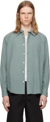 Norse Projects Blue Algot Relaxed Cotton Linen Shirt In Green