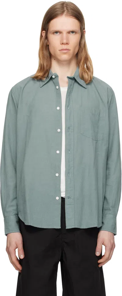 Norse Projects Blue Algot Relaxed Cotton Linen Shirt