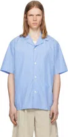 Norse Projects Mens Mads Poplin Stripe Short-sleeve Shirt In Blue