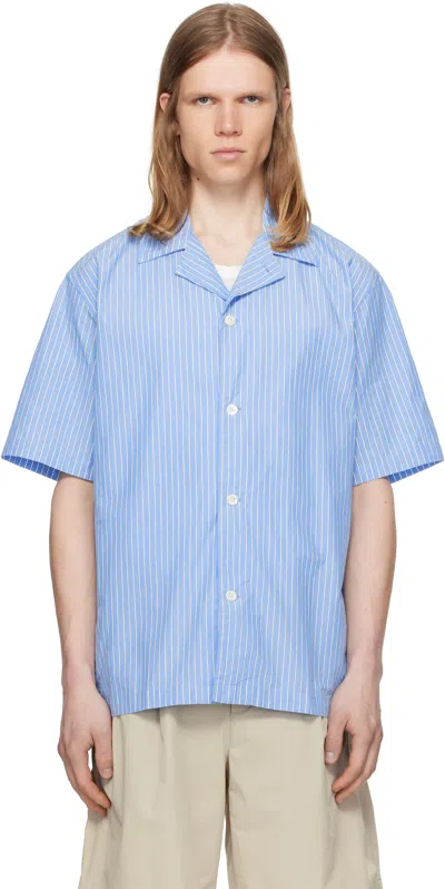 Norse Projects Blue Mads Poplin Stripe Ss Shirt