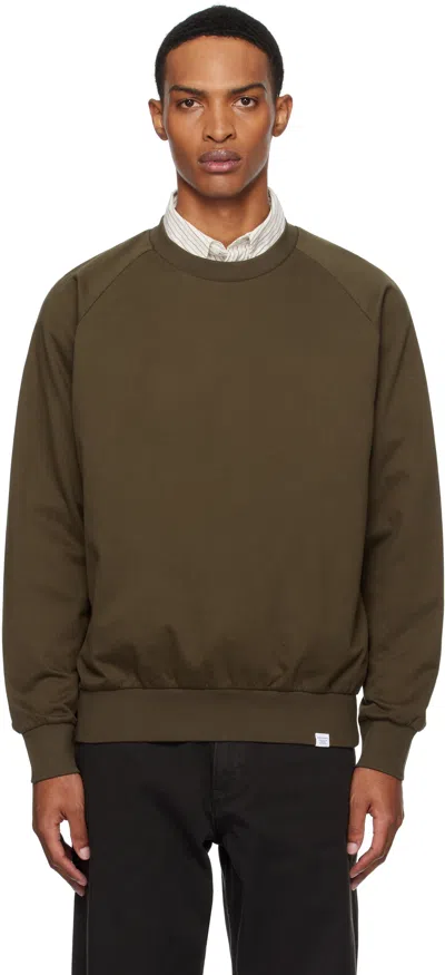 Norse Projects Brown Marten Relaxed Raglan Light Sweatshirt In Green