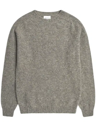 Norse Projects Brushed Lambswool Sweater With Classic Design In Gray