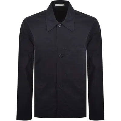 Norse Projects Compact Overshirt Navy In Blue