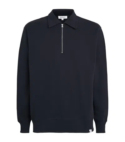 Norse Projects Cotton Ketel Half-zip Sweatshirt In Navy