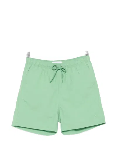 Norse Projects Drawstring Logo-embroidered Swim Shorts In Green