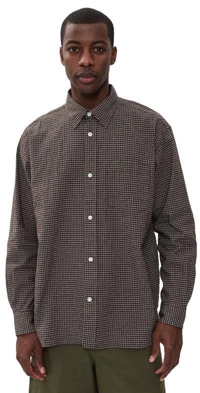 Norse Projects Espevik Check Oversized Shirt Taupe In Multi