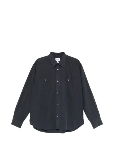 Norse Projects Falster Tencel Oversized Shirt Dark Navy In Blue