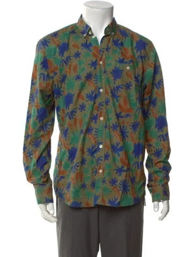 Pre-owned Norse Projects Floral Print Long Sleeve Shirt In Green