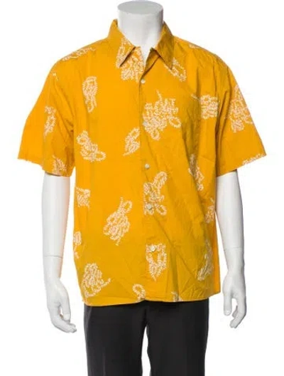 Pre-owned Norse Projects Floral Print Short Sleeve Shirt In Yellow