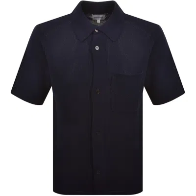Norse Projects Fredensborg Knitted Shirt Navy In Blue