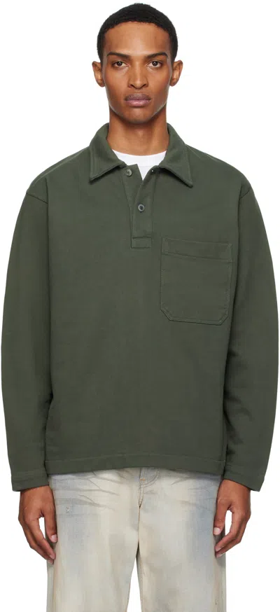 Norse Projects Green Fraser Relaxed Organic Loopback Ls Polo