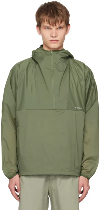 Norse Projects Logo-print Hooded Jacket In Dried Sage Green