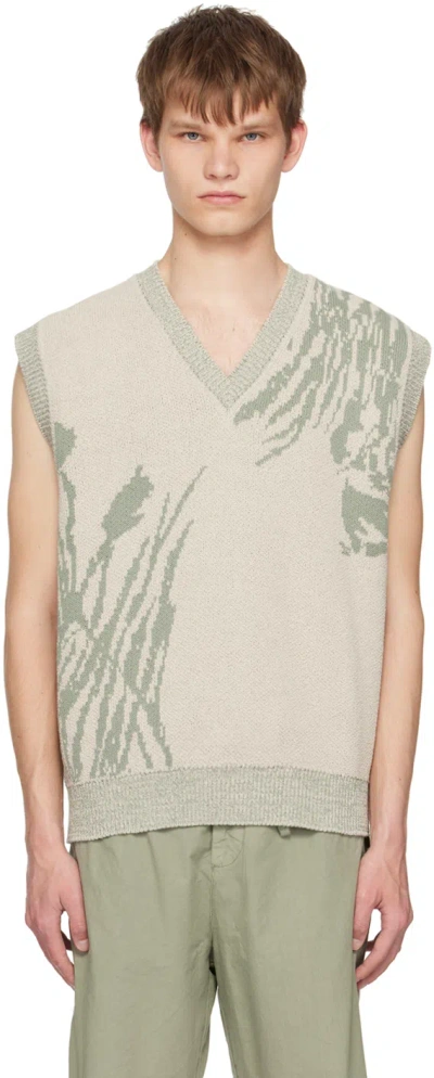 Norse Projects Melvin Intarsia Knitted Cotton-blend Vest In Light Khaki