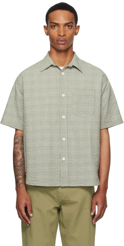 Norse Projects Green Mo Oversized Check S/s Shirt In Gray