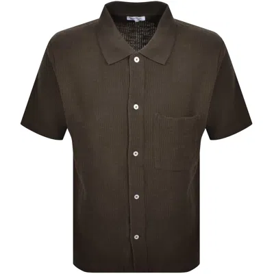 Norse Projects Gustav Crochet Jersery Shirt Brown In Green