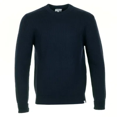 Norse Projects Henning Cotton Wool Ribbed Sweater Dark Navy In Blue