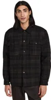 Norse Projects Hjalmer Insulated Wool Check Overshirt Espresso In Espresso