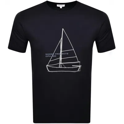 Norse Projects Holger Boat Print T Shirt Navy