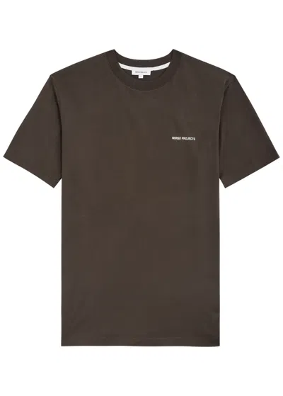 Norse Projects Johannes Logo-print Cotton T-shirt In Brown