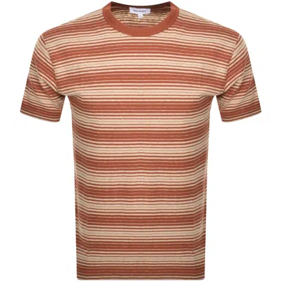 Norse Projects Johannes Spaced Stripe T Shirt Red