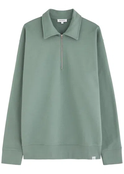 Norse Projects Ketel Half-zip Cotton Sweatshirt In Blue