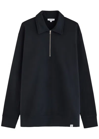 Norse Projects Ketel Half-zip Cotton Sweatshirt In Navy