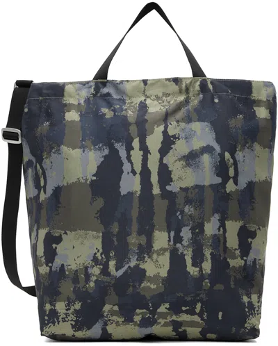 Norse Projects Khaki & Navy Print Technical Tote In Steel Blue