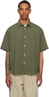 Norse Projects Khaki Mo Oversized Stripe Ss Shirt In Green
