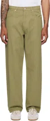 Norse Projects Khaki Mogens Relaxed 5 Pocket Heavy Twill Trousers In Green