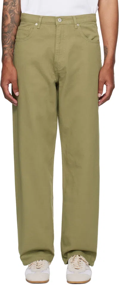 Norse Projects Khaki Mogens Relaxed 5 Pocket Heavy Twill Trousers In Green