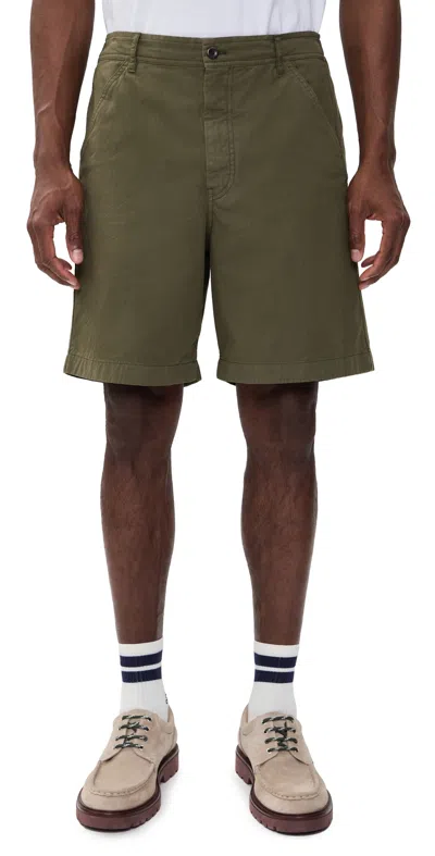 Norse Projects Kvitfjell Relaxed Cotton Twill Shorts Olive Night In Green