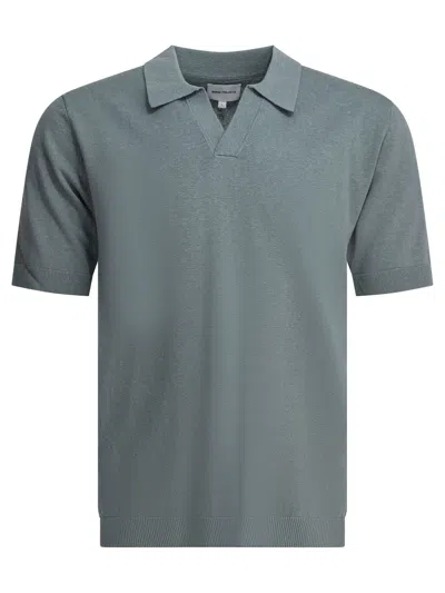 NORSE PROJECTS LEIF COTTON LINEN POLO POLO SHIRTS BLUE