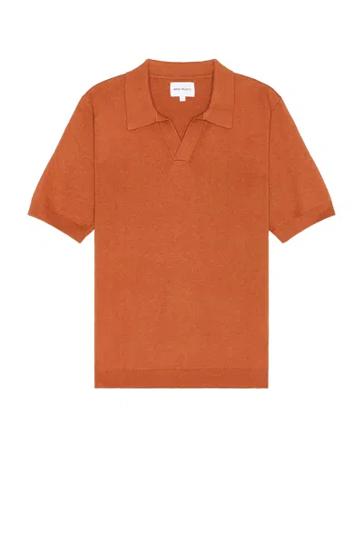 Norse Projects Orange Leif Polo In Red Clay